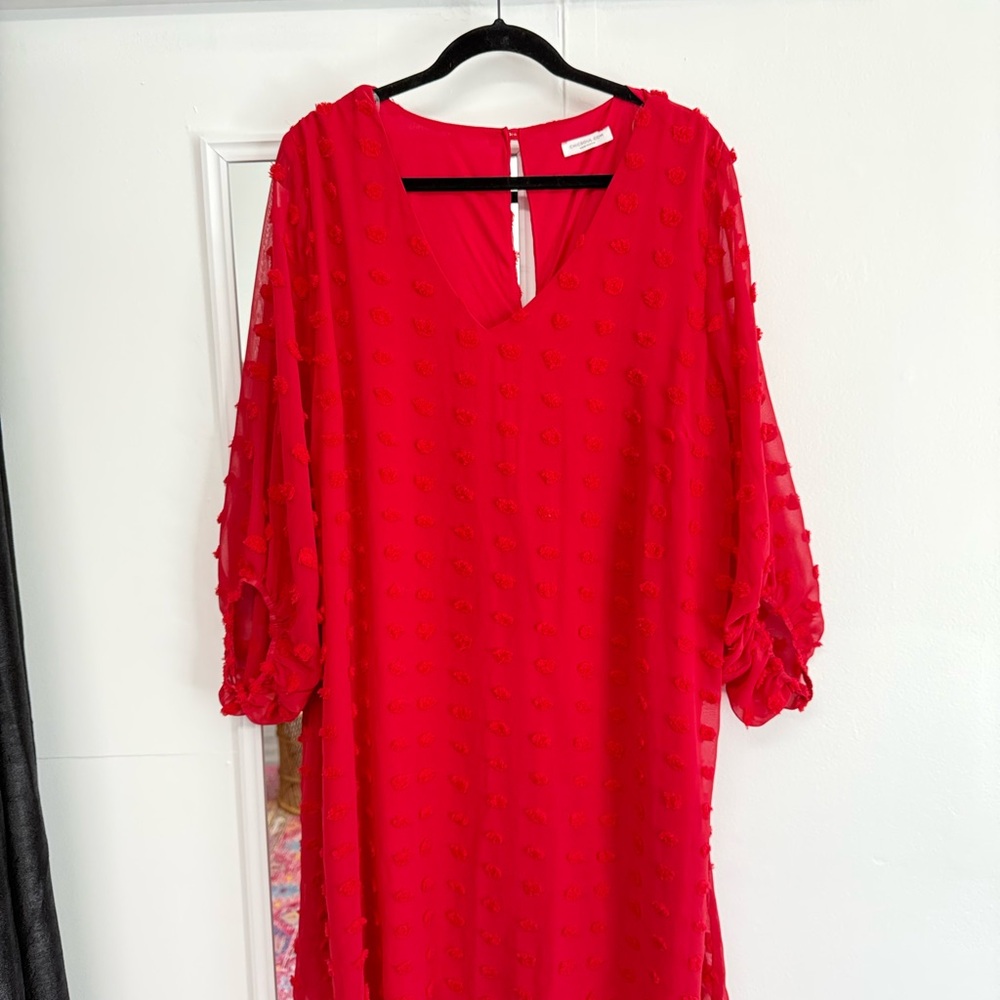 Vibrant Red Textured Dress